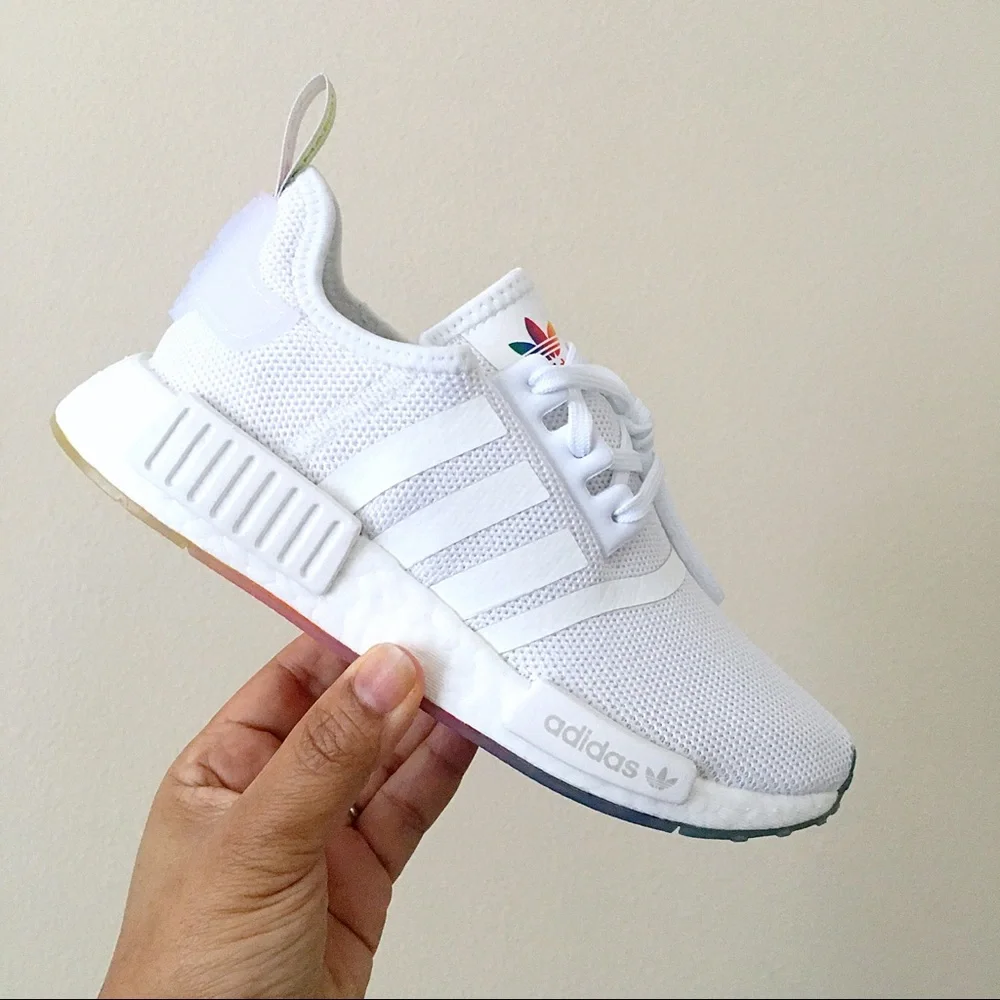 Adidas NMD R1 Joyful Rainbow White Sneakers - Picture 2 of 10
